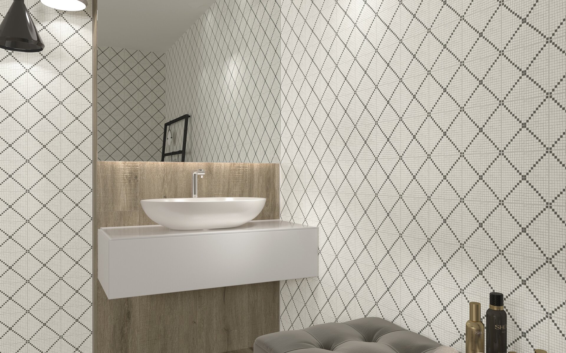 Tiles etc. Lisbon Tile 15 x 15 floor tile black and white